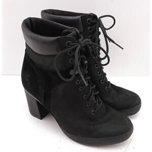 Timberland Boots Women's A1KD4 A2534 Black Suede Lace Up Block Heels US 8